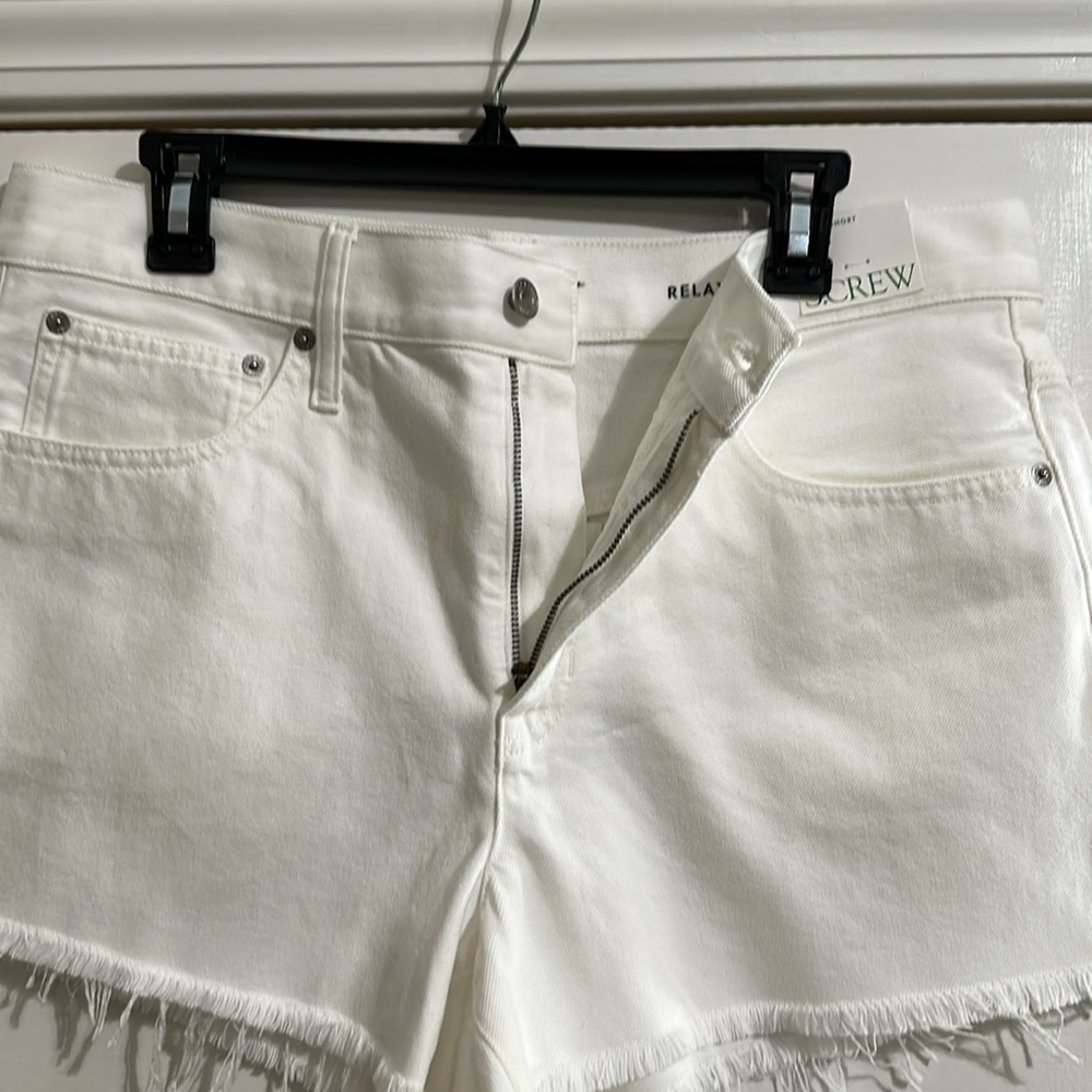J.Crew Relaxed Denim Short with Raw Hems in White - Picture 6 of 9